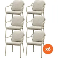 Van der Garde Tuinmeubelen Set van 6 - Pisa rope dining tuinstoel - Latte