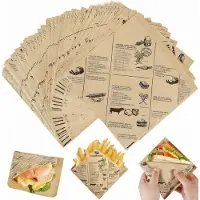 Famanu – Snackpapier 150 vellen 15x15 cm, hamburger- en frietpapier voor mandjes, wraps en sandwiches