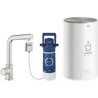 GROHE Keukenkraan met Filterfunctie en Kokend Heet Water Rood supersteel mat 30339