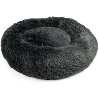 Duvo+ duvoplus Snug Donut Mand - Zacht Pluche Donutbed voor Hond en Kat - Wasbaar op 30°C - L 80x80x17cm - Donkergrijs
