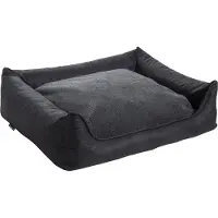 MaxxNobel Orthopedische Sofa Lederlook/Teddy Zwart&Antraciet - Hondenbank - Small