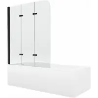 Mexen Vega rechthoekig bad 150 x 70 met ombouw en 3-delige scherm 120 , transparant, zwart - 550115070X9012037000
