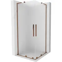 Mexen Velar L Duo schuifbare douchecabine 100 x 100 , matglas, roze goud - 871-100-100-02-33-60