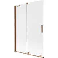 Mexen Velar badwand 2-delig schuifbaar 120 x 150 cm, matglas, geborsteld koper - 896-120-000-31-65