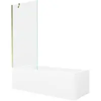 Mexen Cubik rechthoekig bad 160 x 70 met ombouw en 1-deurs scherm 80 , transparant, goud - 550316070X9508000050
