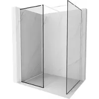 Mexen Kioto douchewand Walk-in 140 x 110 , zwart frame, wit - 800-140-202-20-70-110