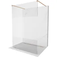 Mexen Kioto vrijstaande douchewand 140 x 200 , transparant/matglas 8 mm, geborsteld koper - 800-140-002-65-35
