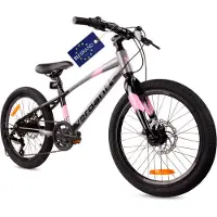 Sun baby Verdant Kinderfiets voor jongens aluminium jeugdfiets 20 inch 6 versnellingen Shimano fiets voor kinderen van 6 tot 10 jaar in hoogte verstelbaar (Grafiet Roze)