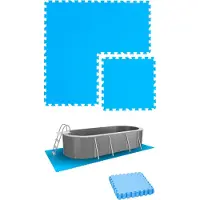 Eyepower 4 Grote Matten: 1qm Zwembadmat - 1cm Dikke Zwembadonderlaag - 50x50 Buitenmat Zwembad Ondervloer