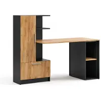 Vicco Bureau Tomy, Antraciet/Goudkleurig Eiken, 150 x 59 cm Set van 2