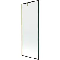 Mexen Next badwand scherm 1-deurs 70 x 150 , zwart frame, geborsteld goud - 895-070-000-00-70-55
