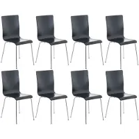 CLP Pepe Set van 8 Wachtkamerstoelen - Houten zitting zwart