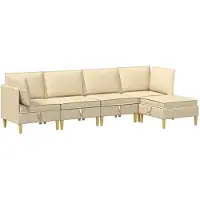 vidaXL Modulaire bankset met opslag 5 st Crèmekleurig Stof