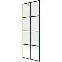 Mexen Next badwand 1-delig 70 x 150 , zwart raster, geborsteld goud - 895-070-000-00-77-55
