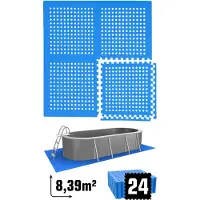 Eyepower 24 Grote Matten: 8,4qm Zwembadmat - 1cm Dikke Zwembadonderlaag 62x62 Buitenmat Zwembad Ondervloer