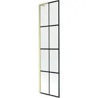 Mexen Next L badwand 1-delig 50 x 150 , zwart raster, geborsteld goud - 895-050-000-03-77-55