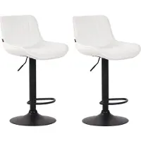 CLP Set van 2 barkrukken Lentini, bekleed met kunstleer, draaibaar en met hoogteverstelling | Kleur: wit, frame: zwart