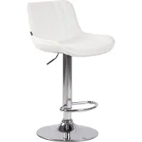 CLP barkruk Lentini, bekleed met kunstleer, draaibaar met hoogteverstelling | Kleur: wit. Frame: chroom