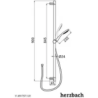 Boss & Wessing Glijstangset BWS Living Spa Slide S 90 cm Met Handdouche En Doucheslang Chroom