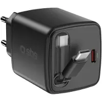 SBS 45W USB-C-oplader met geïntegreerde intrekbare GaN-kabel