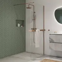 Saqu Modulo inloopdouche incl. antikalk 90x210cm geborsteld koper