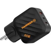 Hammer RAPIDCHARGE 65W netadapter, 2x USB-C, USB-A, snelladen