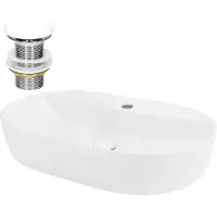 LuxeBath Wastafel incl. afvoerset zonder overloop 60x40x12 cm Wit keramiek ML-Design