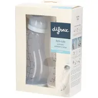 Difrax Babyfles Natural - 250 ml - Lichtblauw/Crème - 2 Stuks - S-fles - Anti Koliek