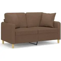 vidaXL Tweezitsbank met sierkussens 120 cm stof bruin