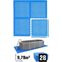 Eyepower 28 Grote Matten: 9,8qm Zwembadmat - 1cm Dikke Zwembadonderlaag 62x62 Buitenmat Zwembad Ondervloer