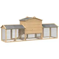 vidaXL Kippenhok 3 st Bruin 225 x 60 x 89 cm Massief grenenhout
