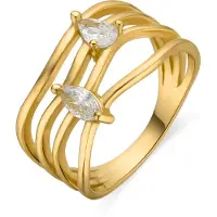 Luxenter Ring van 925 sterling zilver met schitterende zirkonia en 18-karaats goud afwerking - Tanduf