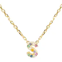 Luxenter Sterling Zilver 925 collier met Veelkleurige Zirkonia afgewerkt in 18K geel goud - Alfabet