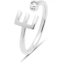 Luxenter 925 Sterling zilveren ring met gerhodineerde briljant zirkonia - Alfabet