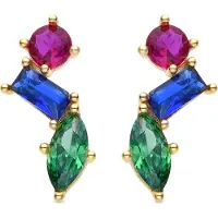 Luxenter Oorbellen van 925 sterling zilver en veelkleurige zirkonia met een afwerking in 18 karaats geelgoud - Shion