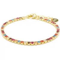 Luxenter 925 Sterling zilveren armband met multicolour zirkonia afgewerkt in 18K geel goud - Tahu
