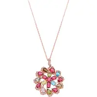 Luxenter ketting in metaallegering en multicolor zirkonia, afgewerkt in 18k roségoud - Casil