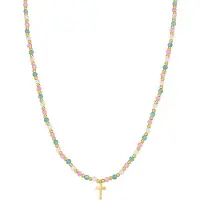 Luxenter Sterling Zilver 925 Ketting met Veelkleurig Kristal afgewerkt in 18K geel goud - Liwa