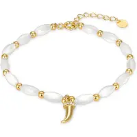 Luxenter Sterling zilveren 925 armband met witte parelmoer afgewerkt in 18K geelgoud - Syme