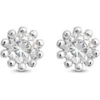Luxenter oorbellen, 925 sterling zilver met schelp en glanzende zirkonia, gerhodineerd afgewerkt