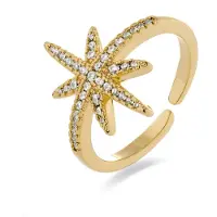 Luxenter ring met briljant zirkonia afgewerkt in 18K geel goud - Oriok