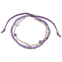 Luxenter armband, metaallegering en amethist zirkonia 18K vergulde afwerking