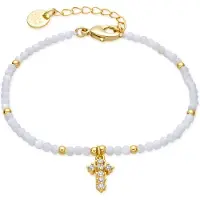 Luxenter Armband van wit parelmoer met 18-karaats geelgouden afwerking - Nyali