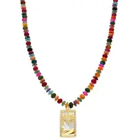 Luxenter Ketting van 925 sterling zilver en veelkleurig agaat met 18-karaats geelgouden afwerking - Laha