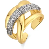 Luxenter Brilliant Metal en Zirconia legering ring afgewerkt in 18 karaats geelgoud - Prukah