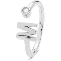 Luxenter , alfabet ring in 925 sterling zilver en glanzende zirkonia met gerhodineerde afwerking