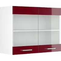 Vicco R-Line Glazen keukenkast – 80 cm Rode hoogglans