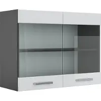 Vicco R-Line Glazen keukenkast – 80 cm Wit Hoogglans