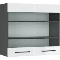 Vicco Fame-Line Glazen keukenkast – 80 cm Wit Hoogglans