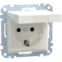 Schneider Electric Merten SCHUKO-stopcontact met klepdeksel, bescherming tegen aanraking, schroefklemmen, glanzend polarwit, 1 stuk.